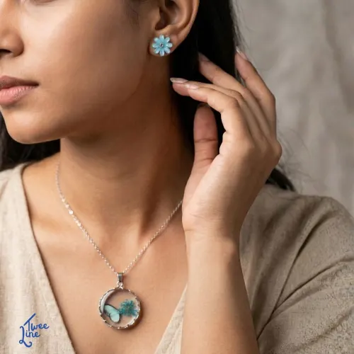 Sunflower Earring and Butterfy pendant