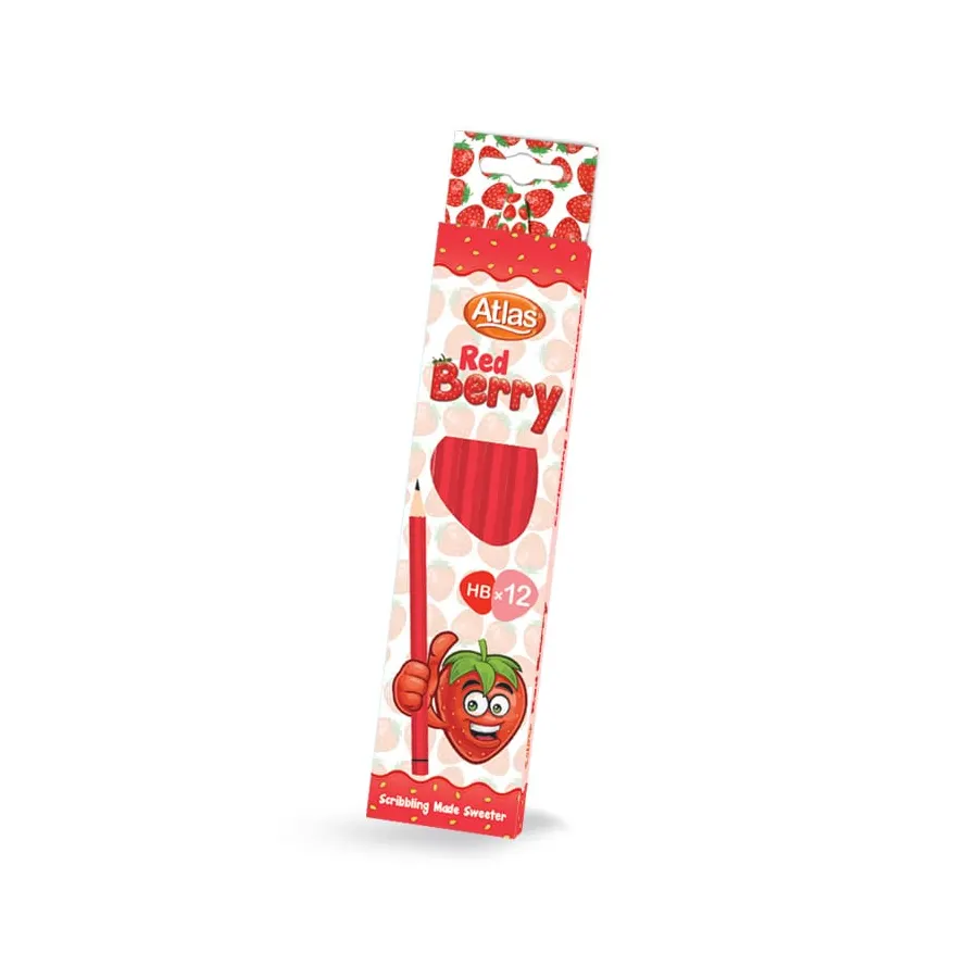 Atlas Berry Red HB Pencil 12Pack