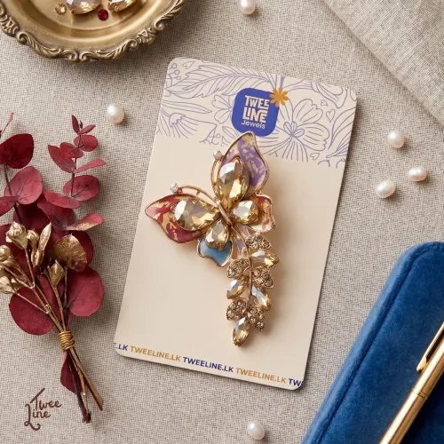 Colorful Butterfly Charm Saree Brooch