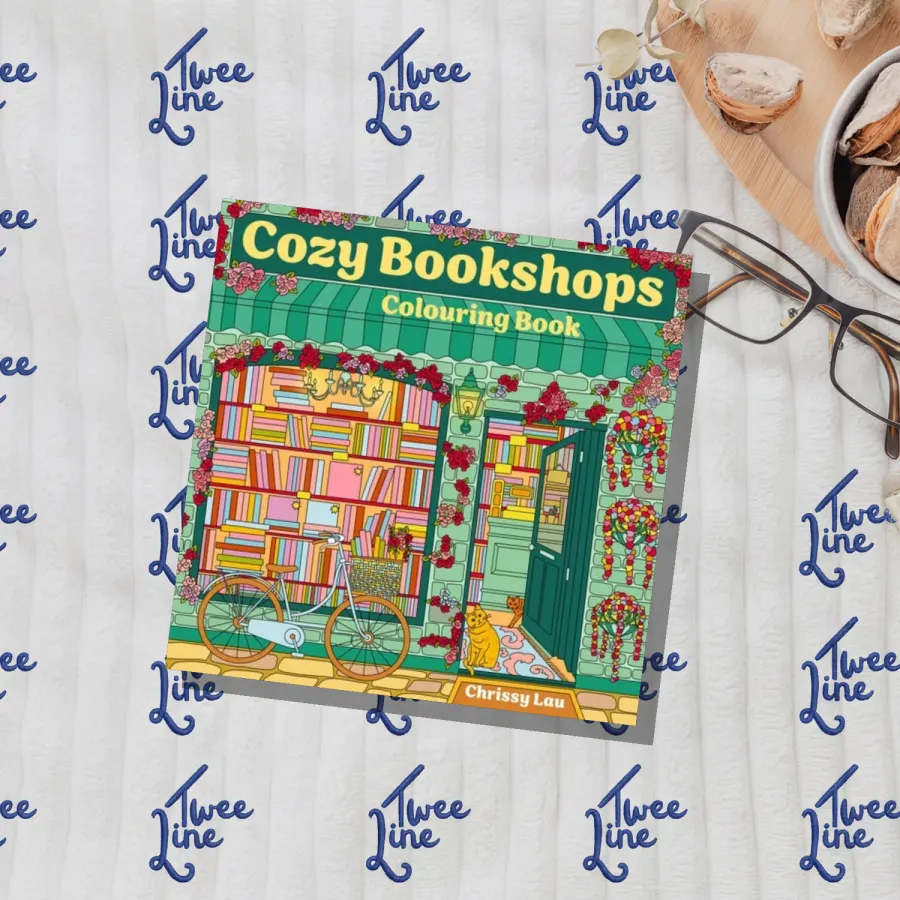 Cozy Bookshops Colouring Book by Chrissy Lau, front cover