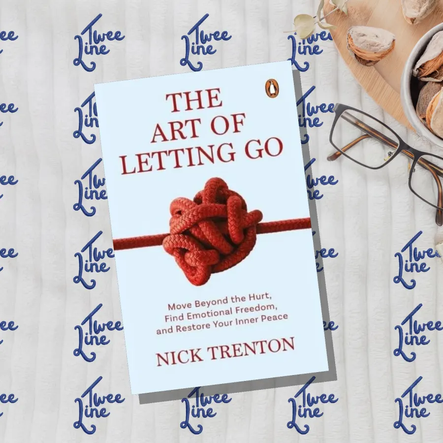 Cover of The Art of Letting Go book with serene imagery