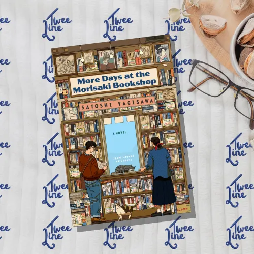 Cover of More Days at the Morisaki Bookshop showing a cozy bookshop interior