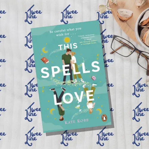 Cover of This Spells Love by Kate Robb, featuring a whimsical design with hearts and stars.